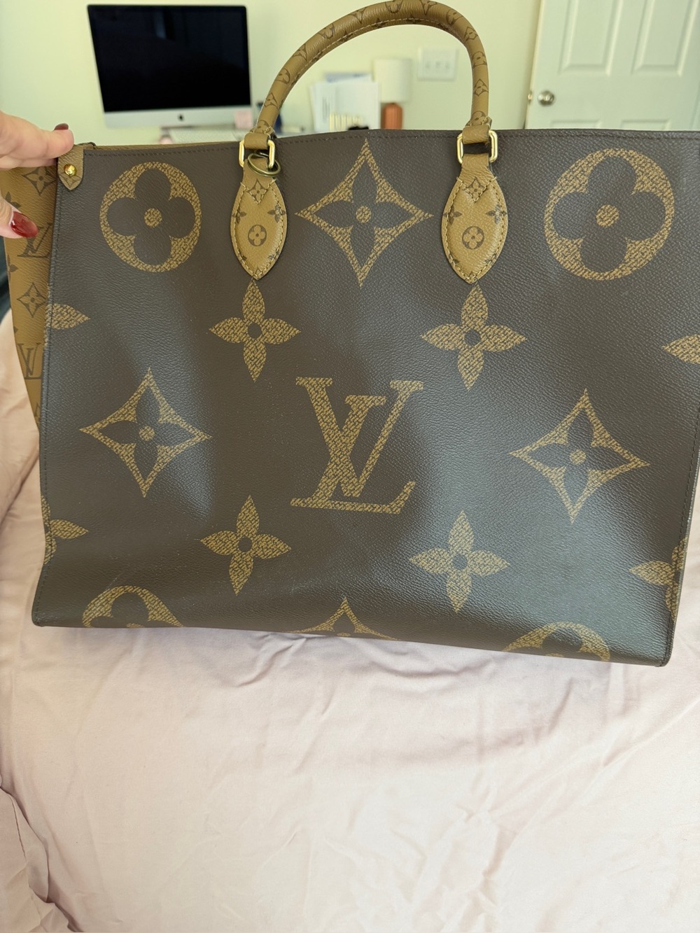 Louis Vuitton Large Monogram Canvas Tote in Brown and Tan